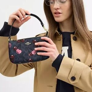 Coach Navy Cherry Print Shoulder Bag